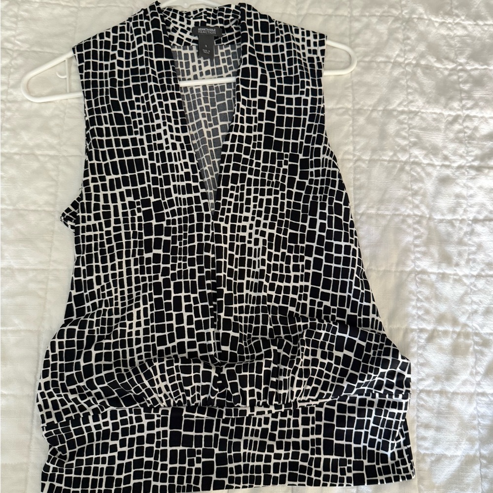 Kenneth Cole Reaction Black and White Grid Blouse